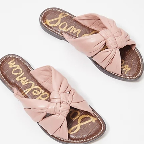 Sam Edelman "Like New"Womens Leatger Knot Slides Flip Flop shoes sz 6M - Picture 1 of 10